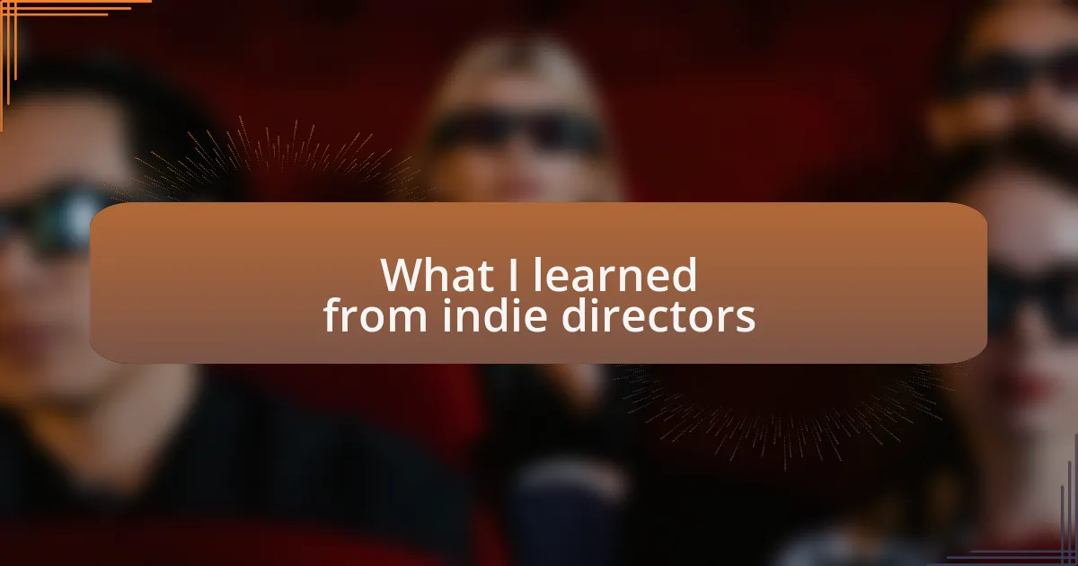 What I learned from indie directors